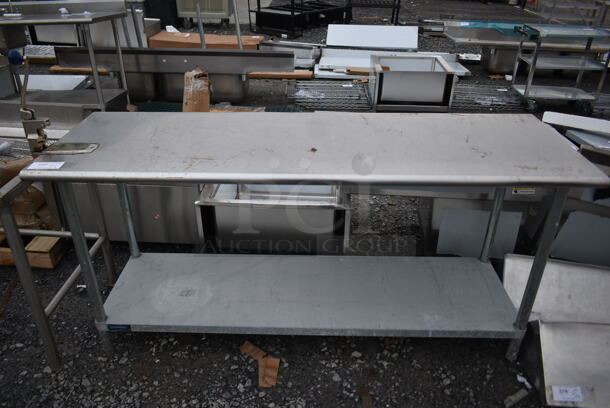 Stainless Steel Commercial Table w/ Mounted Commercial Can Opener and Metal Under Shelf.