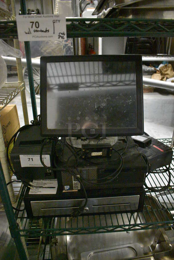 Elo 15" POS Monitor, Epson M267D Receipt Printer, Computer Tower and Metal Cash Drawer. (kitchen)