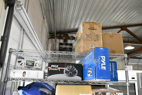 7 Various Items Including SereneLife SLSFE14 Electronic Safe Box, Nutrichef NCGLRED 24-Piece Superior Glass Food Storage Containers Set, PSBV28HB Soundbar Speaker, Pyle Power PLPW12D Subwoofer, PLCM7500 Backup Camera and Rearview Monitor, PCRM12N NutriChef Electric Crepe Maker/Griddle. 7 Times Your Bid! 