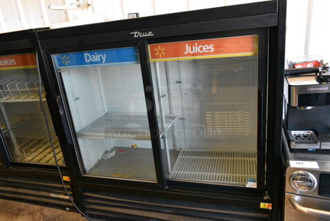 2019 True GDM-41SL-48-HC-LD Metal Commercial 2 Door Reach In Cooler Merchandiser w/ Poly Coated Racks. 115 Volts, 1 Phase.