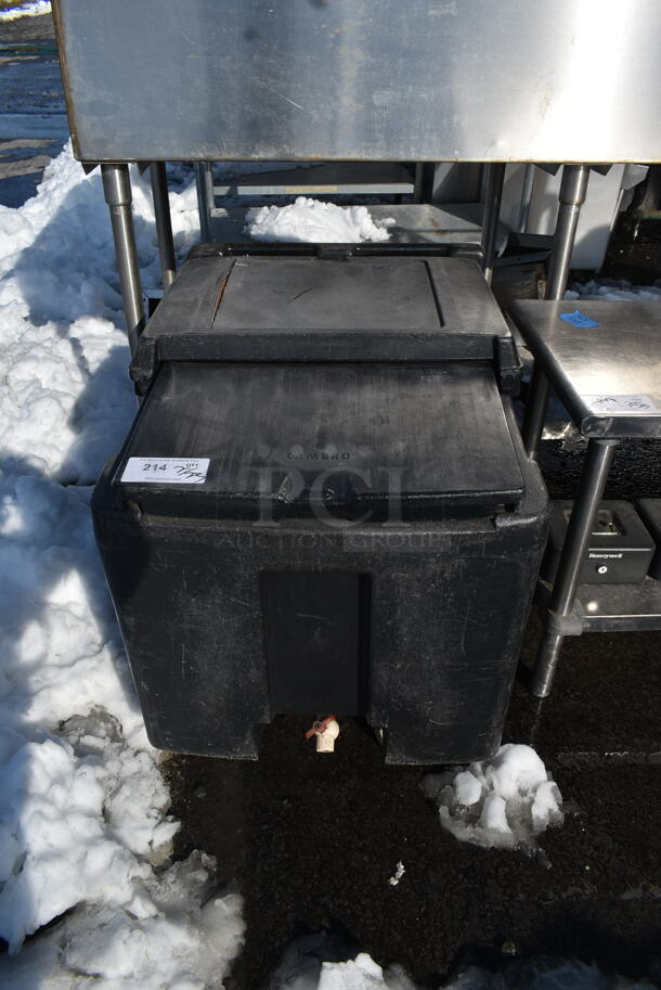 Cambro Black Poly Portable Ice Bin on Commercial Casters.