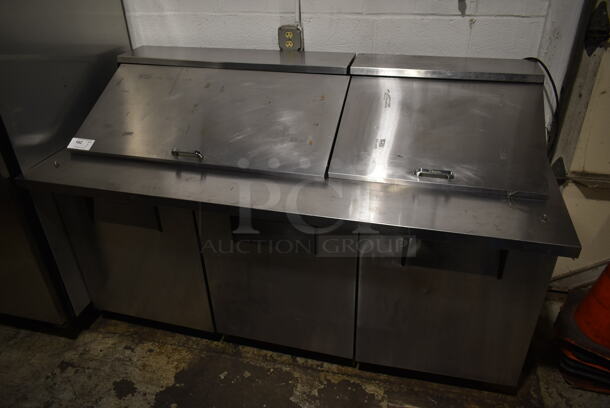 2017 True TSSU-72-30MB-ST Stainless Steel Commercial Sandwich Salad Prep Table Bain Marie Mega Top on Commercial Casters. 115 Volts, 1 Phase. Tested and Working!