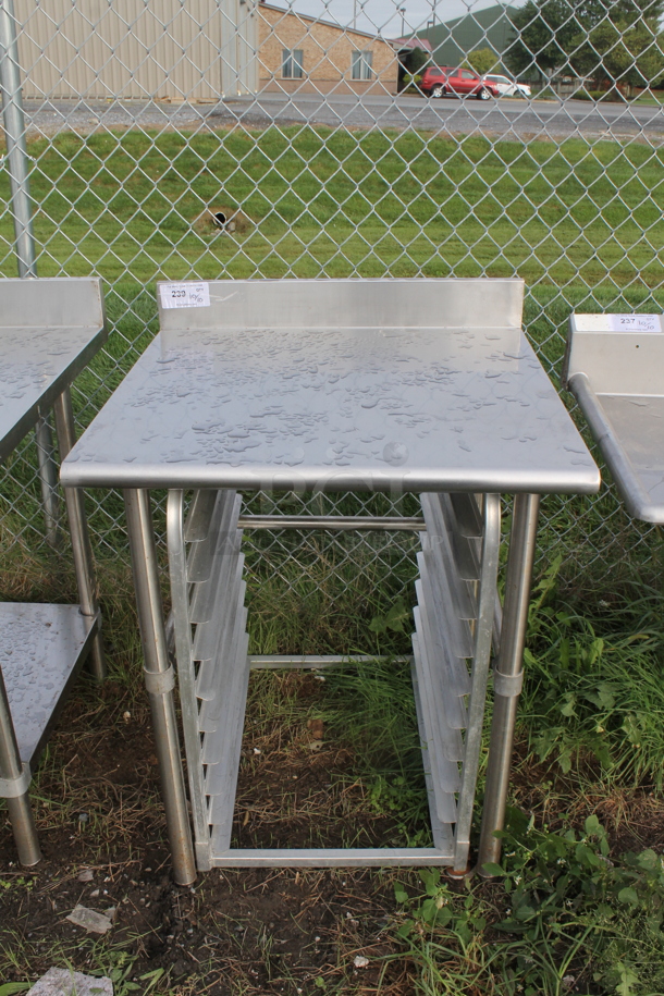 Stainless Steel Commercial Table w/ Back Splash and Pan Rack.