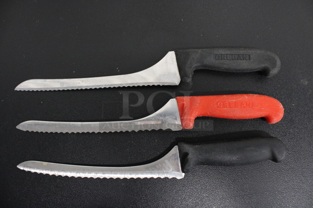 3 Sharpened Stainless Steel Serrated Knives. Includes 13.5". 3 Times Your Bid!