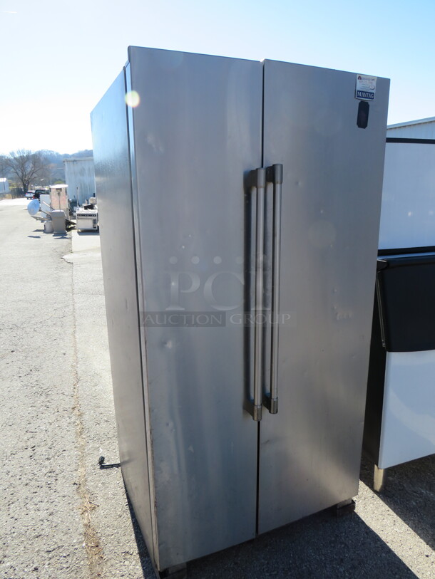 One Working Maytag Refrigerator/Freezer. Model# MSS25N4MKZ04. 35.5X33X69.5