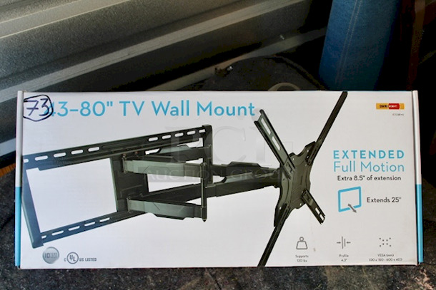 NEVER USED! OmniMount SC120FMX Extended Full Motion Mount for 43"-80" TVs. 25" Extending Full Motion, VESA Compatible, Supports 120lbs. 