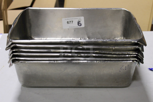 CAESAR SIZE!! Full Size Hotel Pans, Stainless Steel, 6" Deep. 6x Your Bid