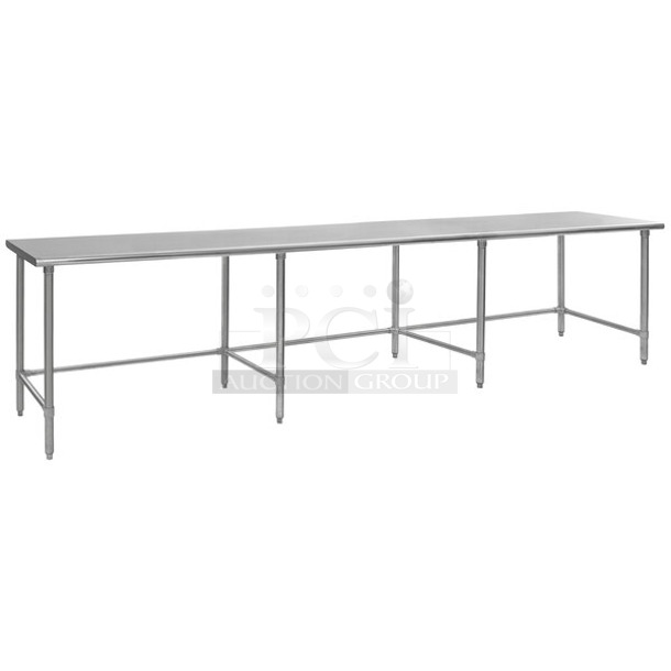 BRAND NEW IN CRATE! Eagle T36144GTE 36" x 144" Open Base Stainless Steel Commercial Work Table