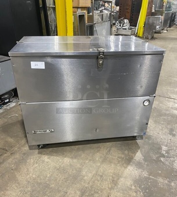 Beverage Air Single Side Access Milk Cooler! Stainless Steel! On Casters! Model: SM49N SN: 7510636 115V 60HZ 1 Phase