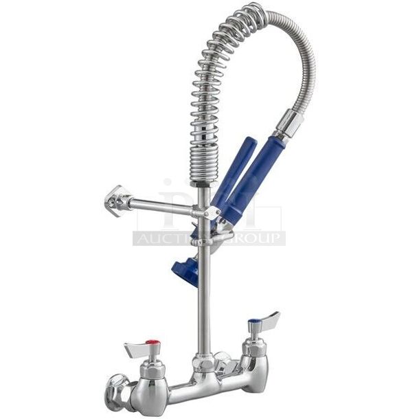 BRAND NEW IN BOX! Waterloo 1.15 GPM Low Profile Wall-Mounted Pre-Rinse Faucet with 8" Centers