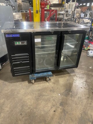 LATE MODEL! 2016 Central Commercial Refrigerated Bar Back Cooler! With 2 Glass Doors! All Stainless Steel! With Poly Coated Racks! 115V 1 Phase! Model 69K106 Serial 5165806! Working When Removed!