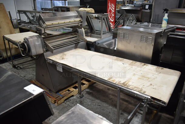 Seewer Rondo SMK 64 Metal Commercial Floor Style Reversible Dough Sheeter. 240 Volts, 1 Phase. 
