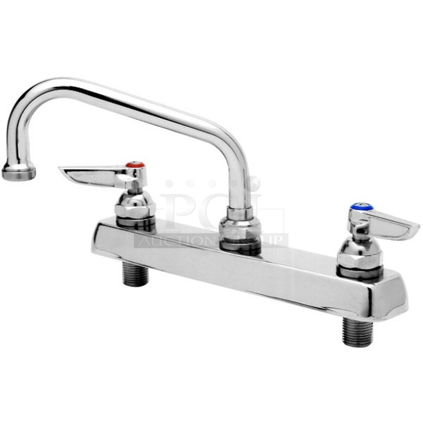 BRAND NEW SCRATCH AND DENT! T&S B-1123 Deck Mounted Workboard Faucet with 8" Centers - 12" Swing Nozzle