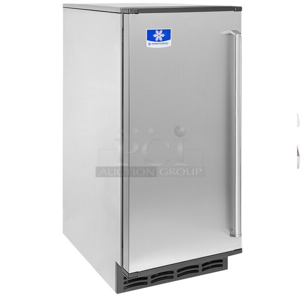 BRAND NEW SCRATCH AND DENT! Manitowoc USE0050A-161 Stainless Steel CrystalCraft Premier 15" Undercounter Square Cube Ice Machine. 45 lb. 115 Volts, 1 Phase. 