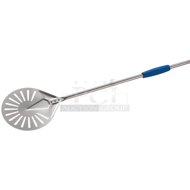 BRAND NEW SCRATCH AND DENT! Azzurra I-20F/180 Metal  8" Stainless Steel Round Turning Perforated Pizza Peel with 70" Handle