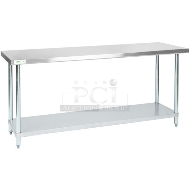 BRAND NEW SCRATCH AND DENT! Regency 600T2472G 24" x 72" 18-Gauge 304 Stainless Steel Commercial Work Table with Galvanized Legs and Undershelf