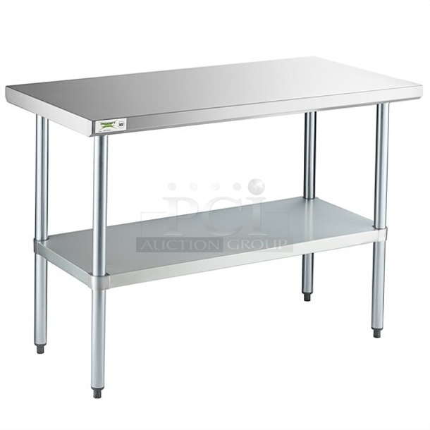 BRAND NEW SCRATCH AND DENT! Regency 600T2448G 24" x 48" 18-Gauge 304 Stainless Steel Commercial Work Table with Galvanized Legs and Undershelf