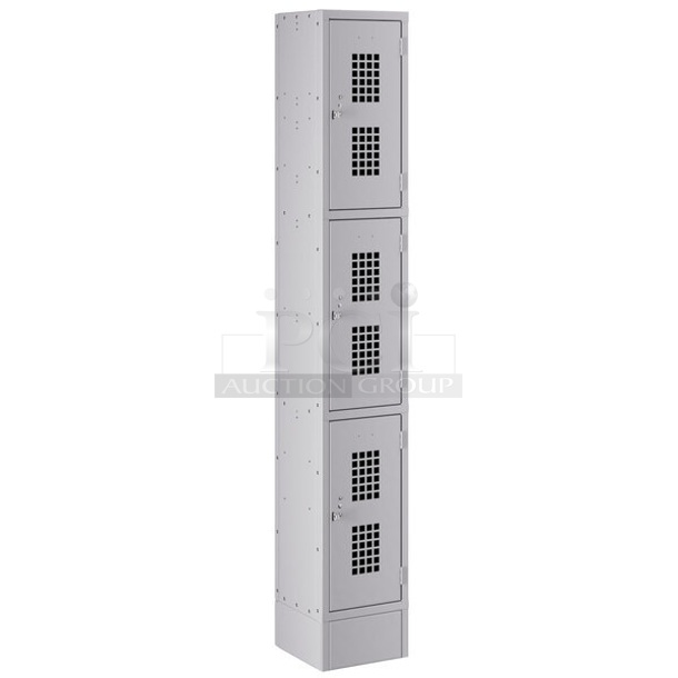 BRAND NEW SCRATCH AND DENT! Regency 600LC13122AG Space Solutions Gray 12" x 12" x 78" Single, 3 Tier Locker - Assembled