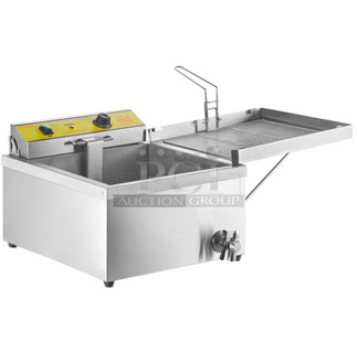 BRAND NEW SCRATCH AND DENT! Carnival King 382DFC44001 Stainless Steel Commercial Countertop Funnel Cake Fryer. 240 Volts.
