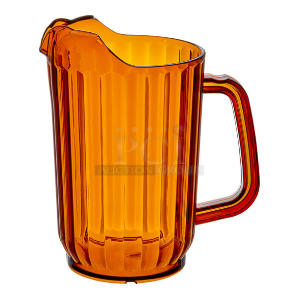 12 BRAND NEW SCRATCH AND DENT! Choice 69032SANGD 32 oz. Amber SAN Plastic Beverage Pitcher. 12 Times Your Bid!