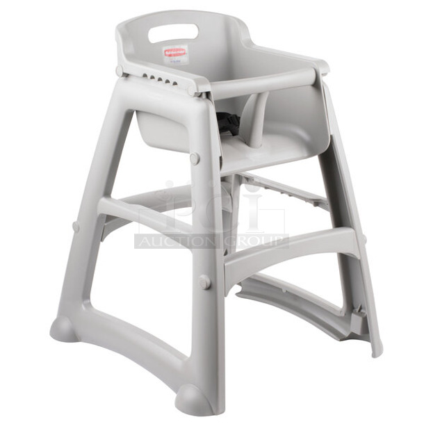 BRAND NEW SCRATCH AND DENT! Rubbermaid 6967914BG FG781408PLAT Platinum Sturdy Chair Restaurant High Chair without Wheels (Ready to Assemble)