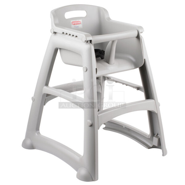 BRAND NEW SCRATCH AND DENT! Rubbermaid 6967914BG FG781408PLAT Platinum Sturdy Chair Restaurant High Chair without Wheels (Ready to Assemble) - Item #1127937