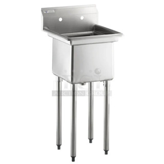 BRAND NEW SCRATCH AND DENT! Steelton 522CS11515 20 1/2" 18-Gauge Stainless Steel One Compartment Commercial Sink without Drainboard - 15" x 15" x 12" Bowl. No Legs. 