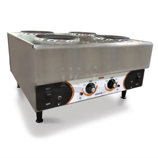 BRAND NEW SCRATCH AND DENT! Nemco 6311-4-240 Electric Countertop Raised Hot Plate with 4 Solid Burners. 240 Volts.  