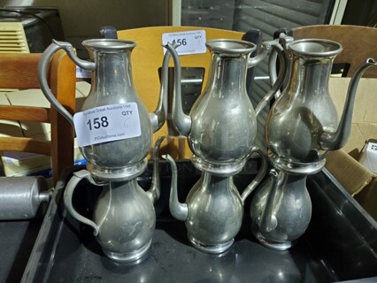 Lot of 6 Vintage Stainless Steel Pitchers