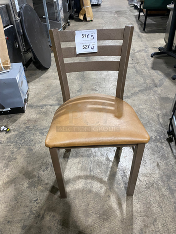 Tan Cushioned Chairs! With Brown Metal Body! 5x Your Bid!