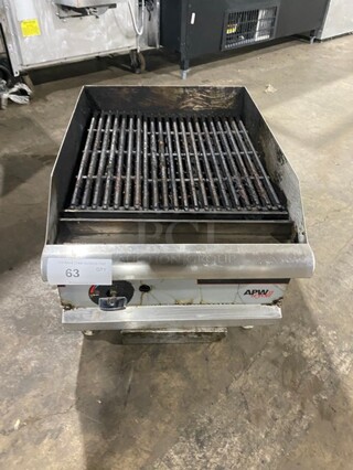 APW Wyott Commercial Countertop Natural Gas Powered Char Broiler Grill! With Back & Side Splashes! All Stainless Steel! On Small Legs!