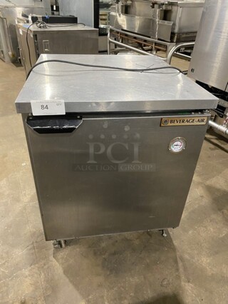 Beverage Air Commercial Refrigerated Single Door Lowboy/Worktop Cooler! All Stainless Steel! With Poly Coated Rack! On Casters! 