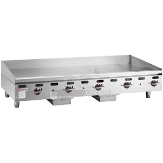 BRAND NEW SCRATCH AND DENT! Wolf by Vulcan AGM60-NAT Natural Gas 60" Heavy-Duty Gas Countertop Griddle with Manual Controls - 135,000 BTU. S/N: 650245826 Out of original packaging. Light Rust.