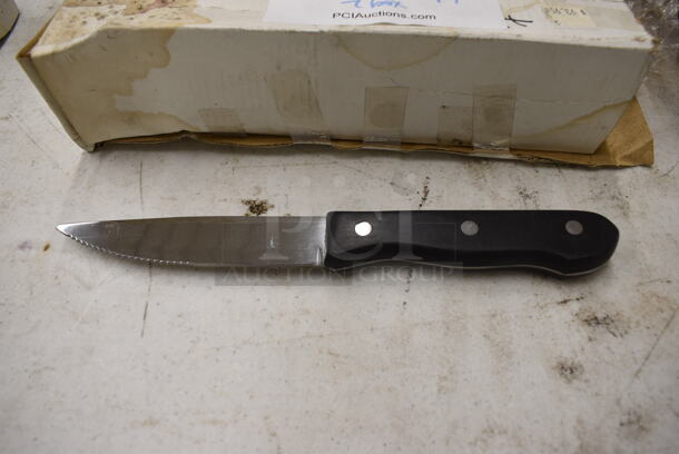19 BRAND NEW IN BOX! Stainless Steel Serrated Knives. 10". 19 Times Your Bid!