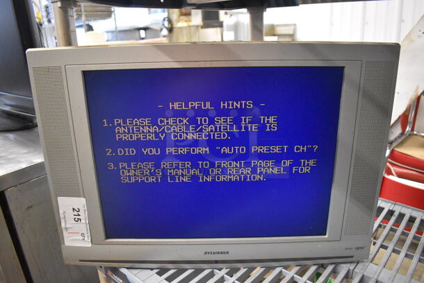 Sylvania LC200SL8 20" Television. 120 Volts, 1 Phase. Buyer Must Pick Up - We Will Not Ship This Item. Tested and Working!