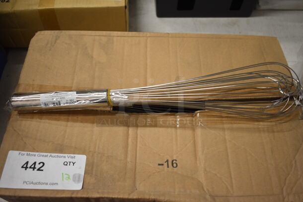 12 BRAND NEW IN BOX! Metal Whisks. 16". 12 Times Your Bid!