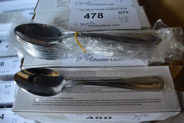 48 BRAND NEW IN BOX! Winco 0005-01 Stainless Steel Dots Teaspoons. 6.25". 48 Times Your Bid!