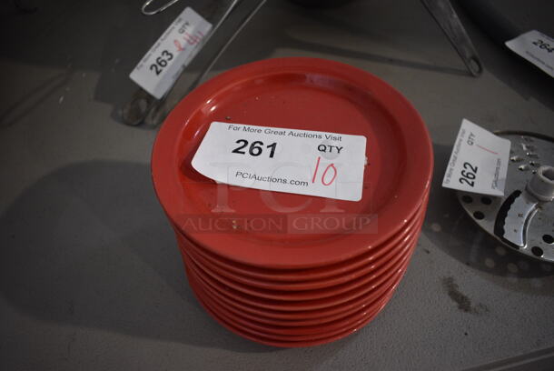 10 Red Ceramic Plates. 6.5x6.5x1. 10 Times Your Bid!