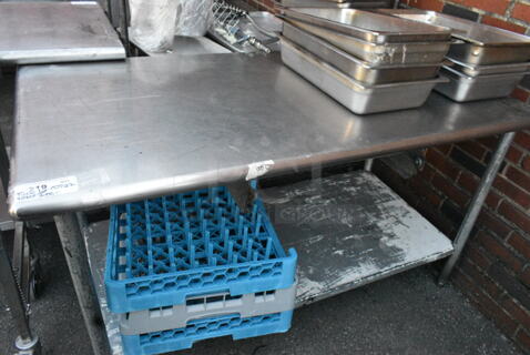 Stainless Steel Table w/ Metal Under Shelf and Contents Including Stainless Steel Drop In Bins. 