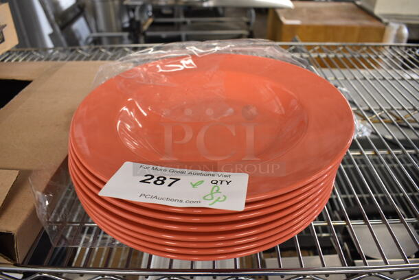 ALL ONE MONEY! Lot of 8 NEW Peach Poly Pasta Plates! 11x11x1.5