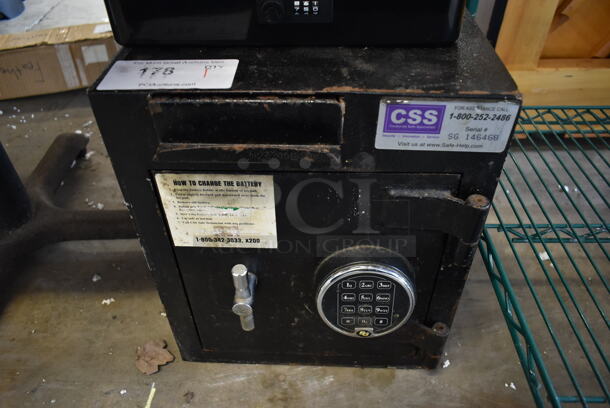 Corporate Safe Specialists Black Metal Single Compartment Safe. Comes w/ Combination!!