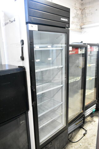 2019 Habco SE18 Metal Commercial Single Door Reach In Cooler Merchandiser w/ Poly Coated Racks. 115 Volts, 1 Phase. 