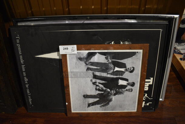 5 Various Pictures Including The Godfather and Racing. Includes 24x1x36. 5 Times Your Bid! (bar)