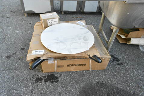 4 BRAND NEW SCRATCH AND DENT! Items Including American Metalcraft MW21 21 1/2" x 1 1/8" Round Melamine Serving Board - Faux White Marble, 164STB3333 Lancaster Table & Seating 33" x 33" Cross Stamped Steel Table Base Plate, Avantco 19355455 Main Circuit Board for MAC-36HC, Regency 600DR2020 20" x 20" x 5" Drawer with Stainless Steel Front. 4 Times Your Bid! May Be Missing Pieces. 