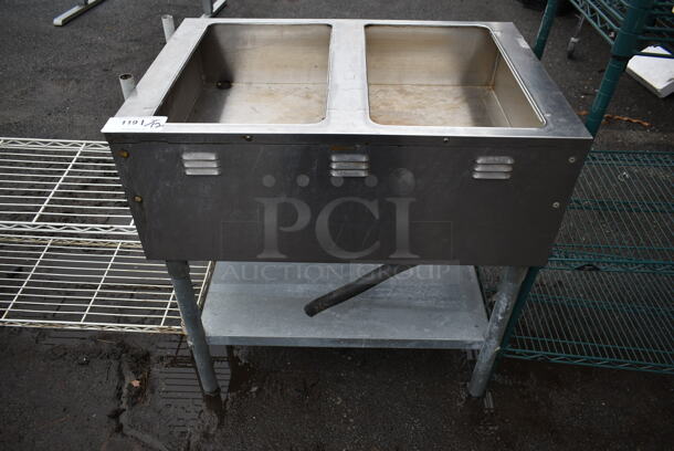 Eagle AWTR-NG Stainless Steel Commercial Natural Gas Powered 2 Bay Steam Table w/ Under Shelf. 