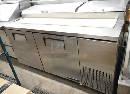 True TPP-67 Stainless Steel Commercial Pizza Prep Table Bain Marie Mega Top on Commercial Casters. 115 Volts, 1 Phase. Tested and Working!