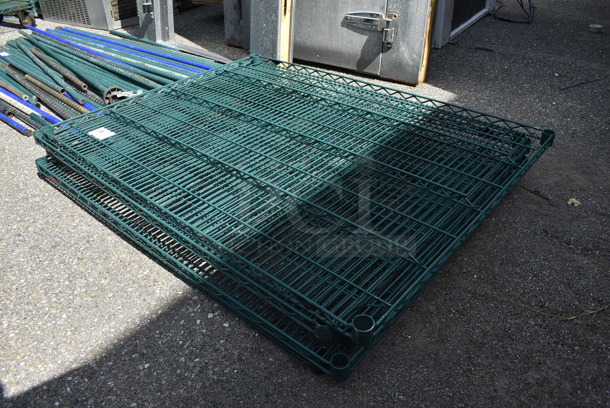 ALL ONE MONEY! Lot of 5 Metro Green Finish Wire Shelves. 48x36x1.5
