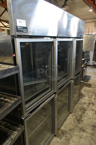 Endura MNR806SSG/0 Stainless Steel Commercial 6 Half Size Door Reach In Cooler Merchandiser w/ Poly Coated Racks and Commercial Casters. 115 Volts, 1 Phase. Tested and Working!