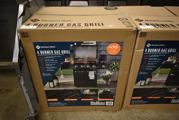 BRAND NEW IN BOX! Members Mark 4 Burner Propane Gas Powered Outdoor Grill.