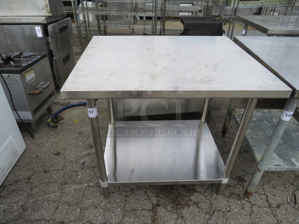 One Stainless Steel Table With Under Shelf. 36X30X34